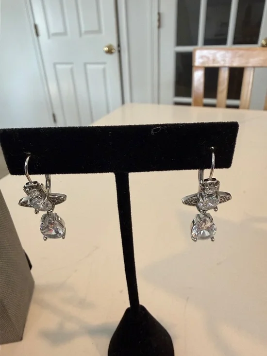 Vivienne Westwood Silver Crystal Orb Drop Earrings - Picture 4 of 7